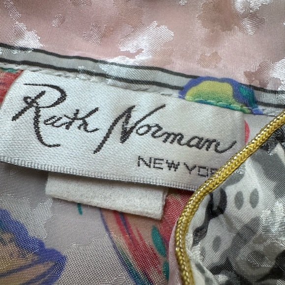 Vintage Ruth Norman Caftan Hostess Mandarin Collar Zip Lounge Dress Butterfly - Picture 4 of 9